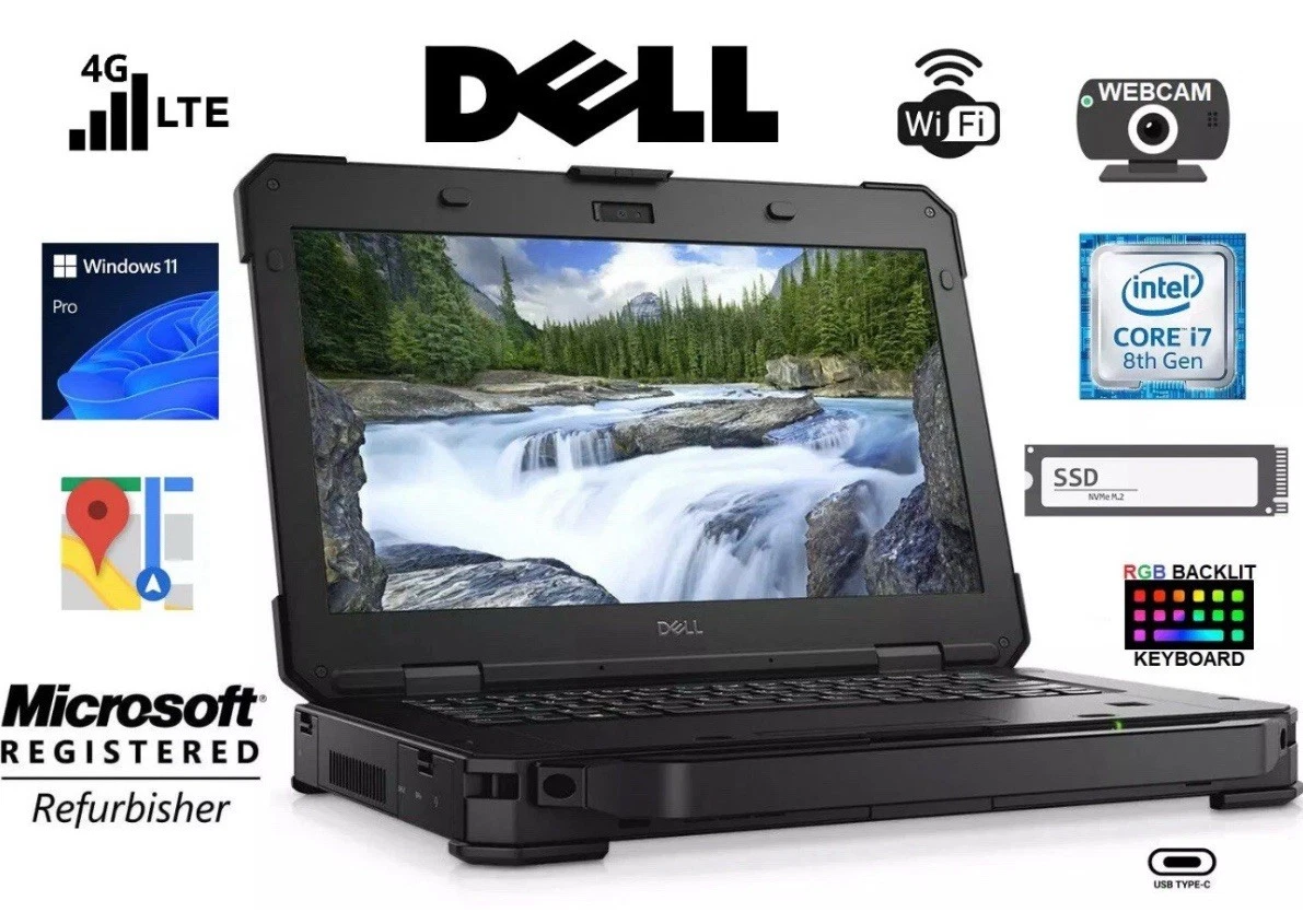 DELL 5420 Rugged Intel i7 8th Gen Touch 64GB 4TB NVMe Win 11 4G GPS Office 2024